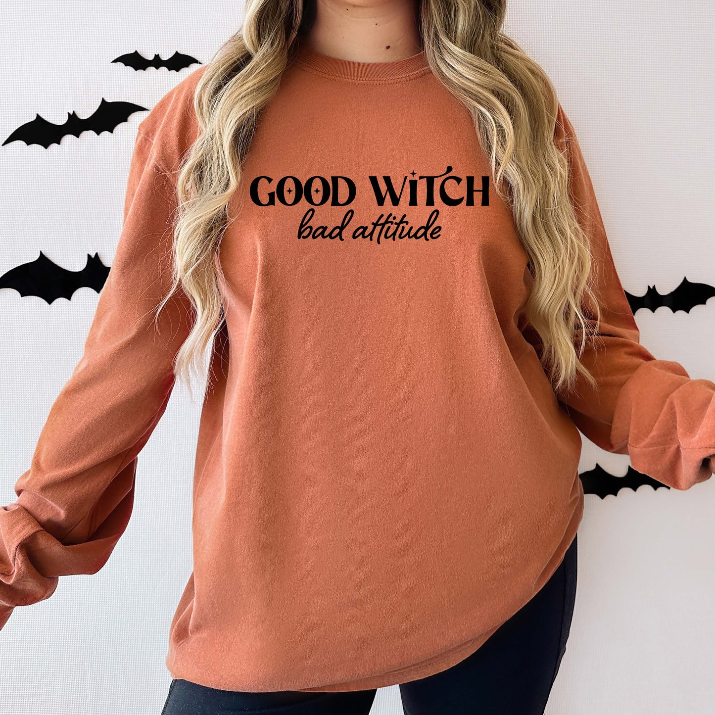 Good Witch Bad Attitude | Garment Dyed Long Sleeve