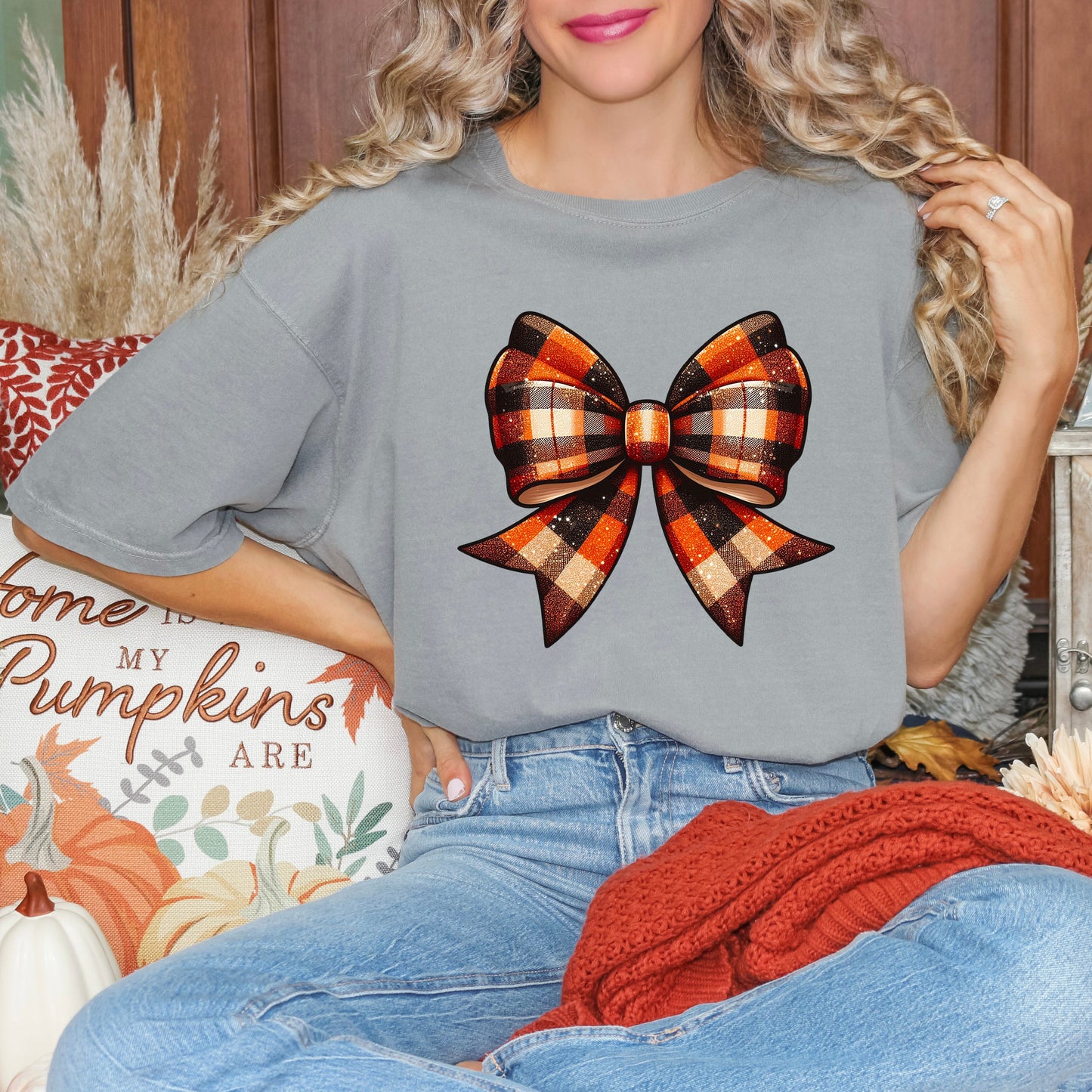 Coquette Fall Plaid | Garment Dyed Tee