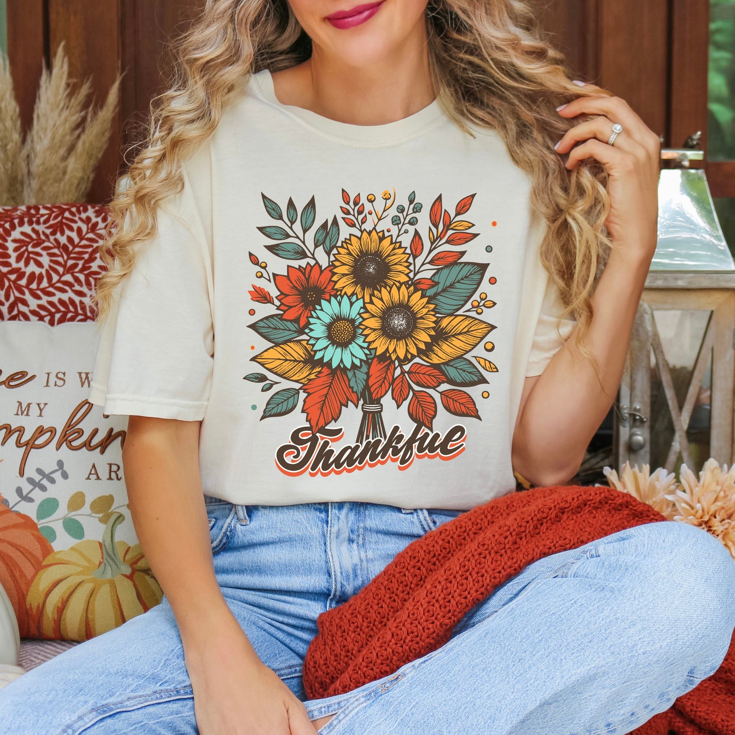 Thankful Flowers | Garment Dyed Tee