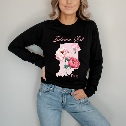 Indiana Girl Flower | Long Sleeve Graphic Tee