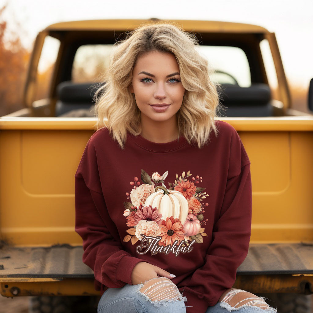 Thankful Pumpkin Floral | Sweatshirt