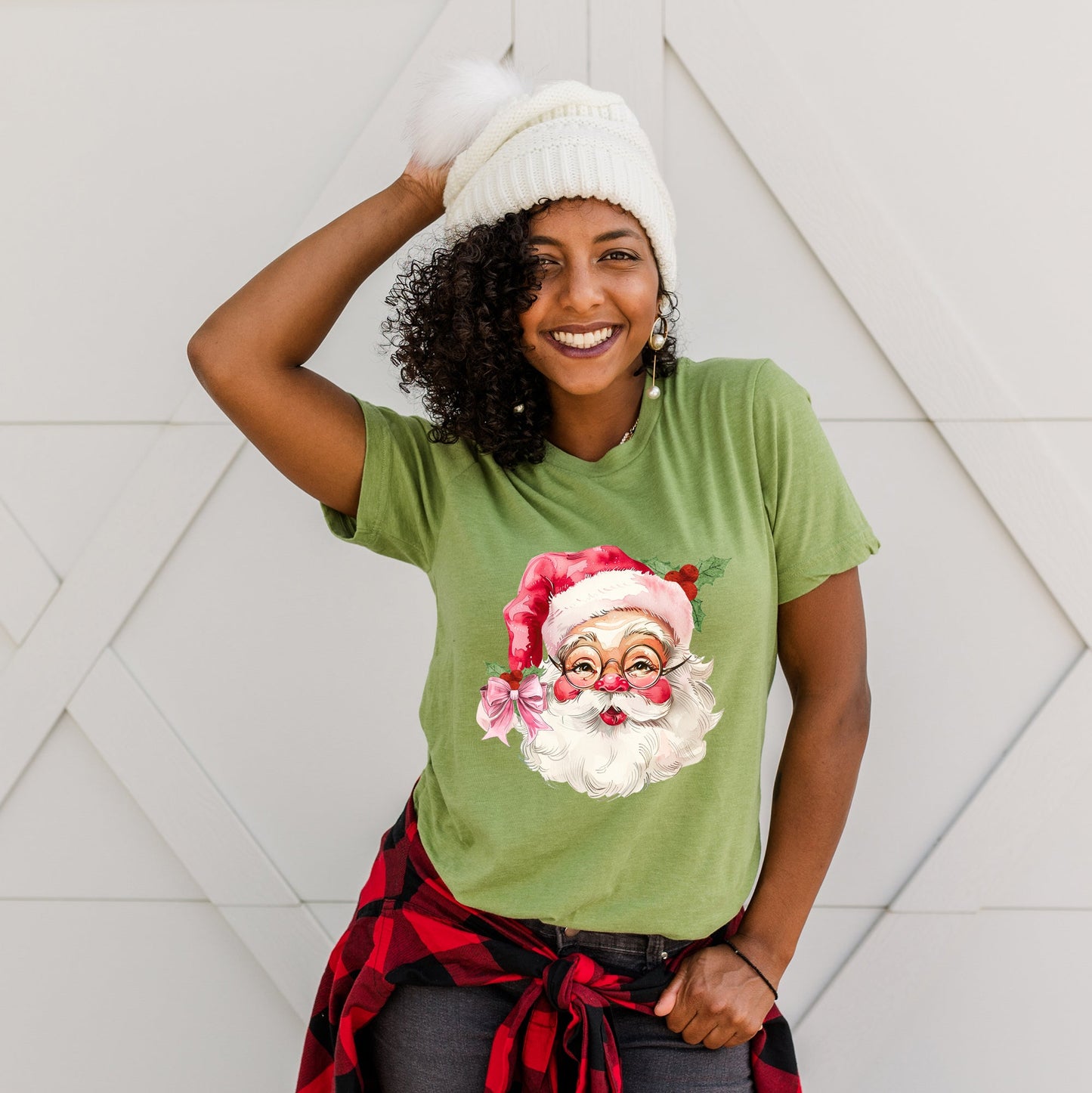 Watercolor Santa Face | Short Sleeve Crew Neck