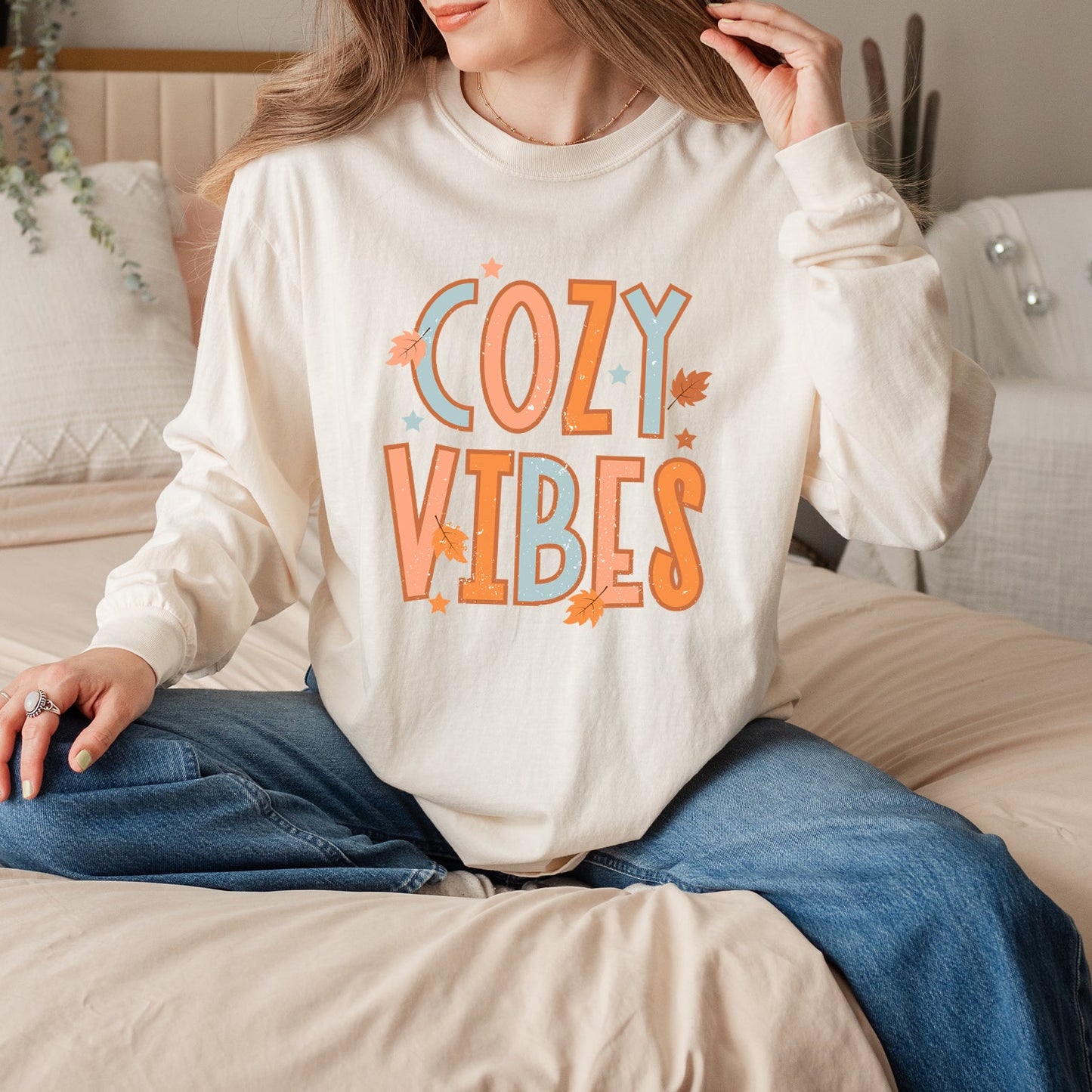 Cozy Vibes Distressed | Garment Dyed Long Sleeve