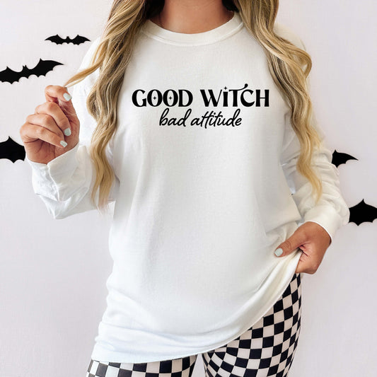 Good Witch Bad Attitude | Garment Dyed Long Sleeve