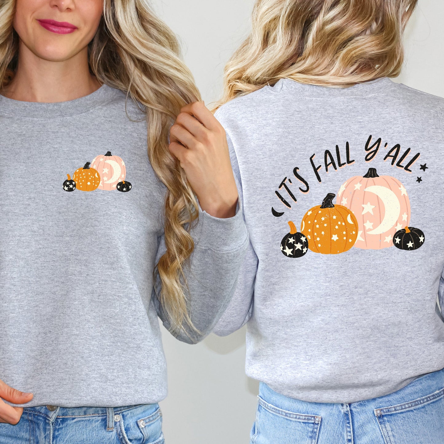 Boho It's Fall Y'all Pumpkins | Sweatshirt | Front and Back Design