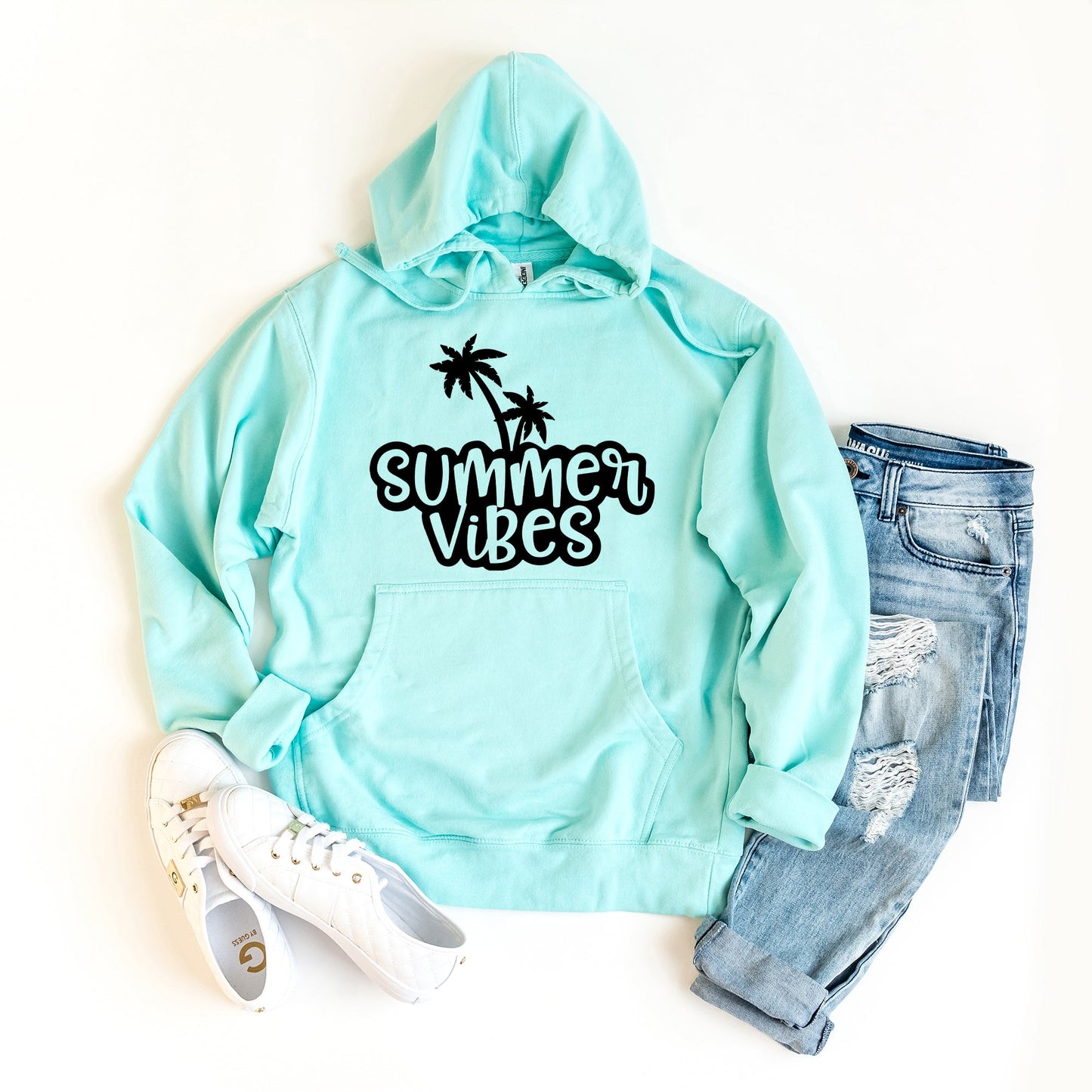 Summer Vibes Cursive Palm Trees | Hoodie