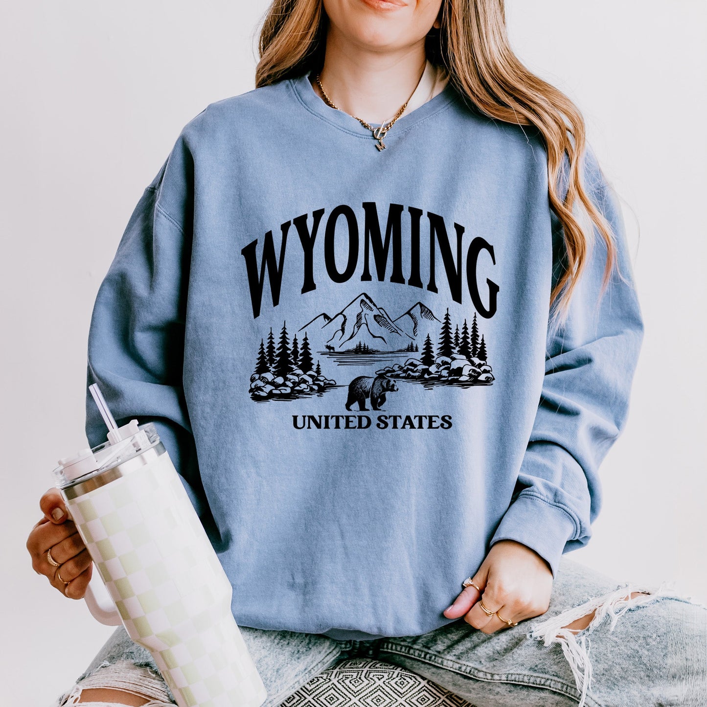 Wyoming Forest Scene | Lightweight Garment Dyed Sweatshirt