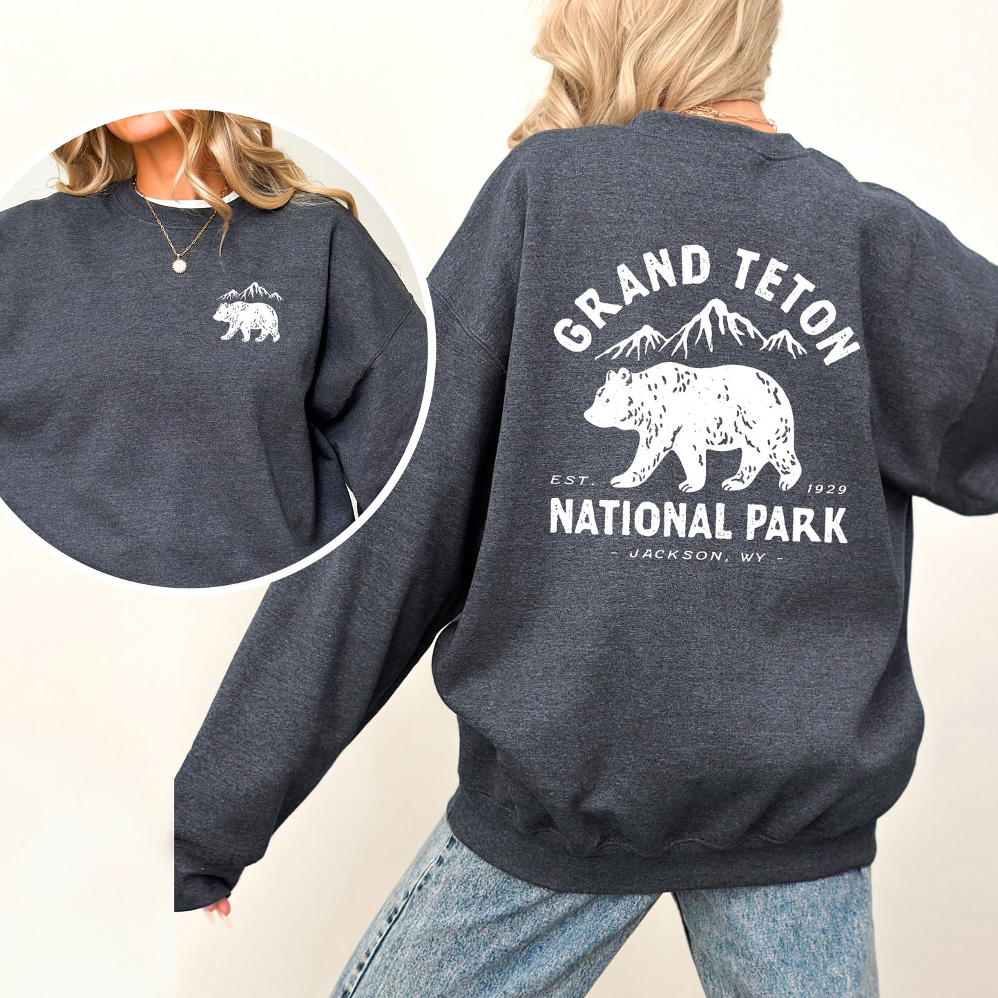 Vintage Grand Teton National Park | Front and Back Sweatshirt