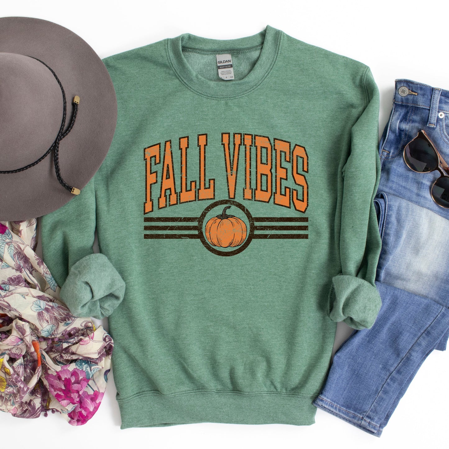 Fall Vibes Varsity Pumpkin | Sweatshirt