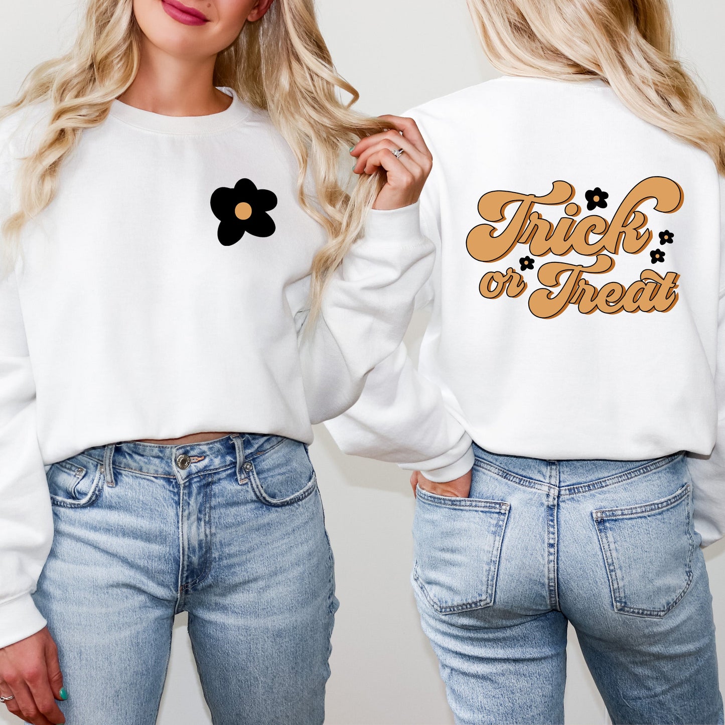 Trick Or Treat Flowers | Sweatshirt Front and Back Design