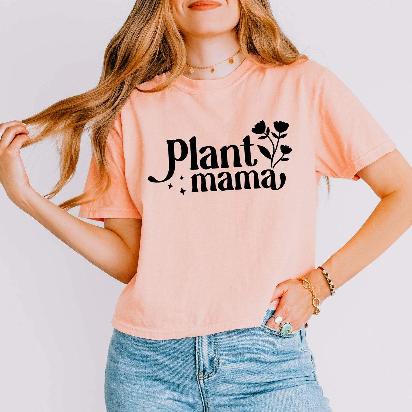 Floral Plant Mama | Relaxed Fit Cropped Tee