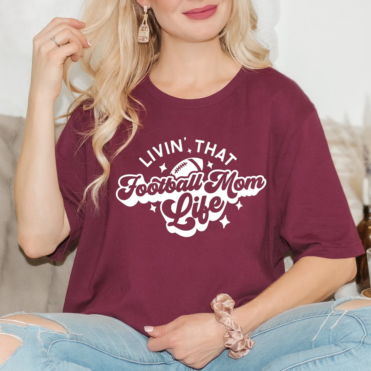 Livin' That Football Mom Life | Short Sleeve Graphic Tee