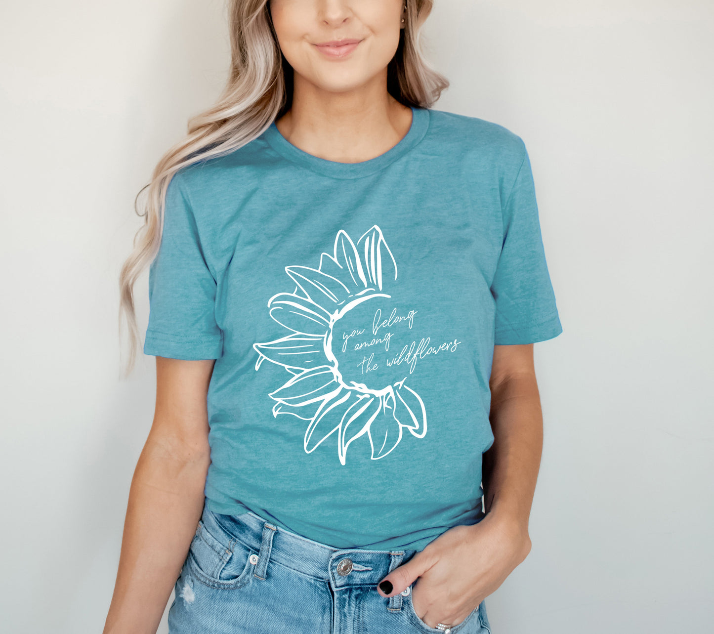 You Belong Among The Wildflowers Flower | Short Sleeve Crew Neck