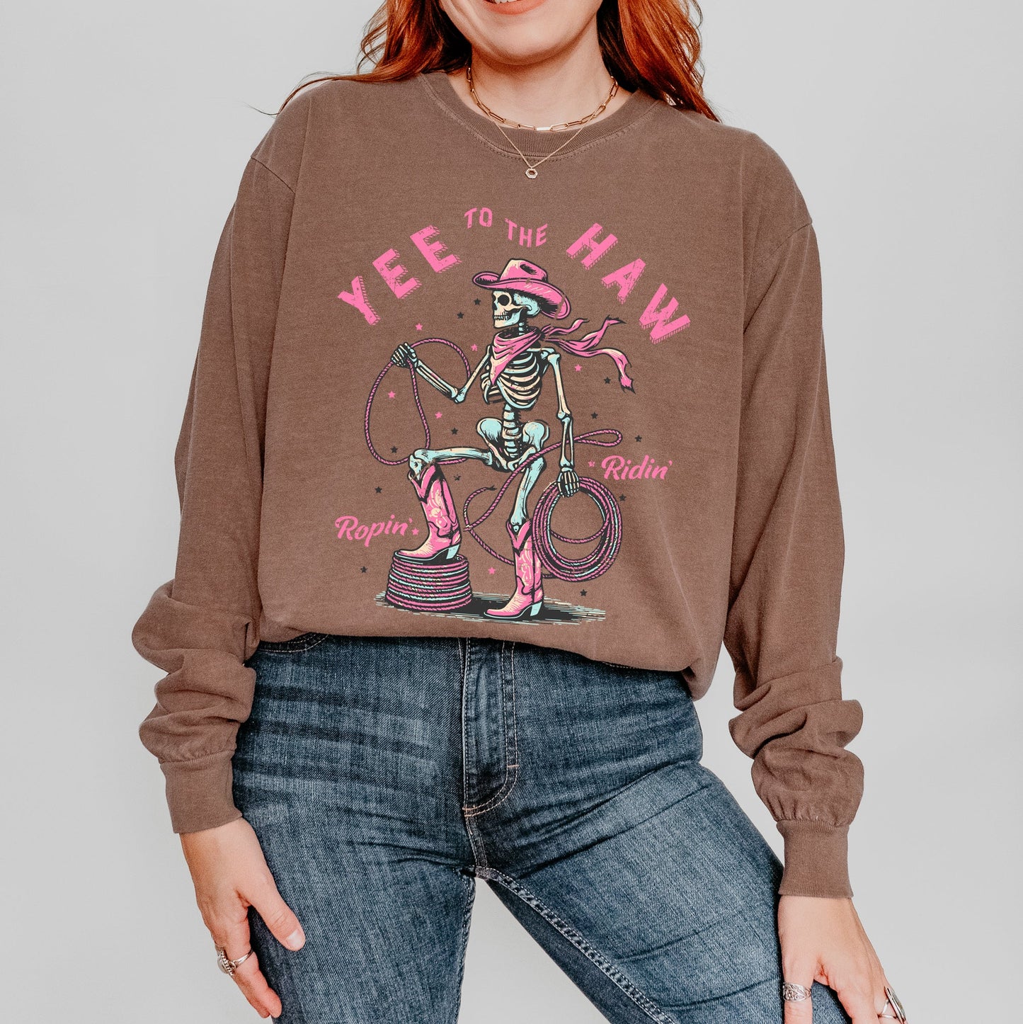 Yee To The Haw Skeleton | Garment Dyed Long Sleeve