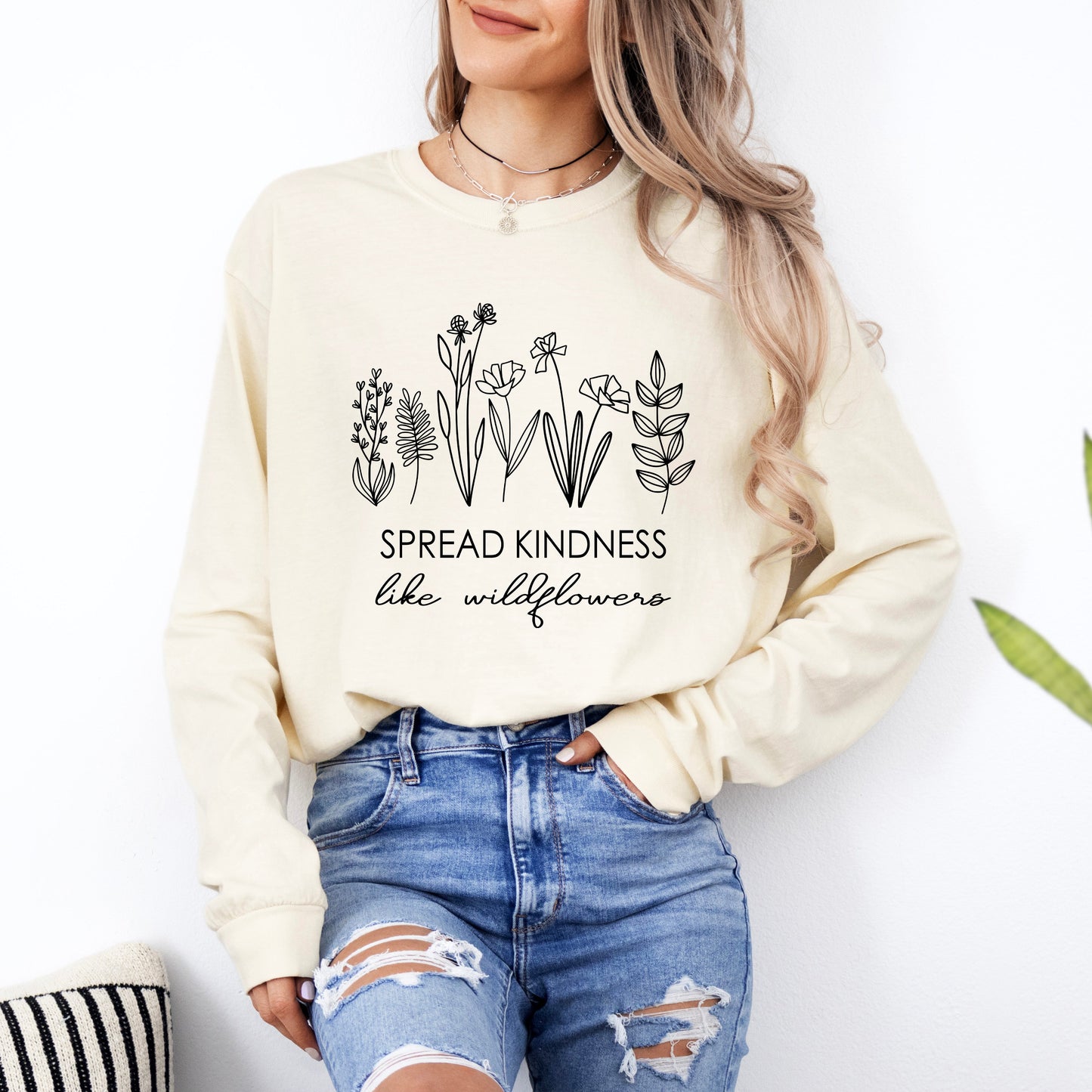 Spread Kindness Like Wildflowers | Garment Dyed Long Sleeve