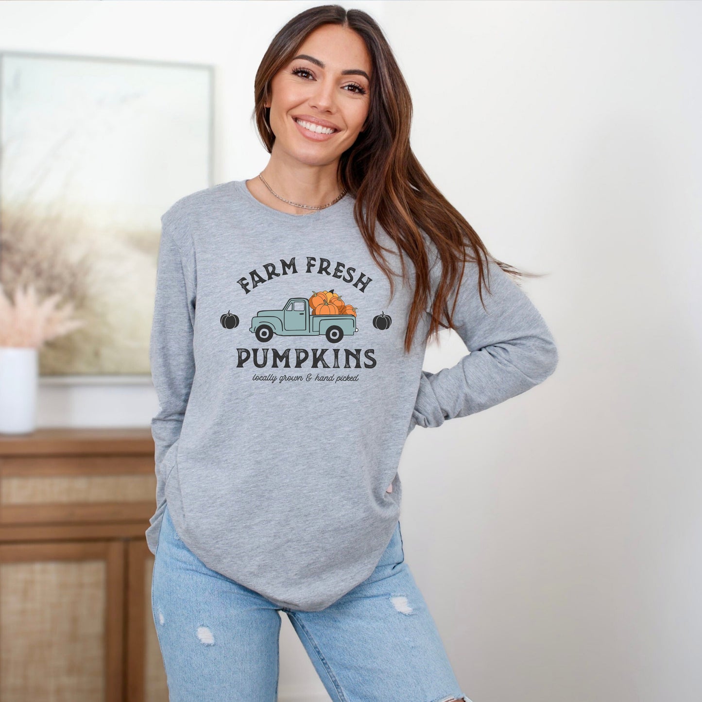 Farm Fresh Pumpkins Truck | Long Sleeve Crew Neck