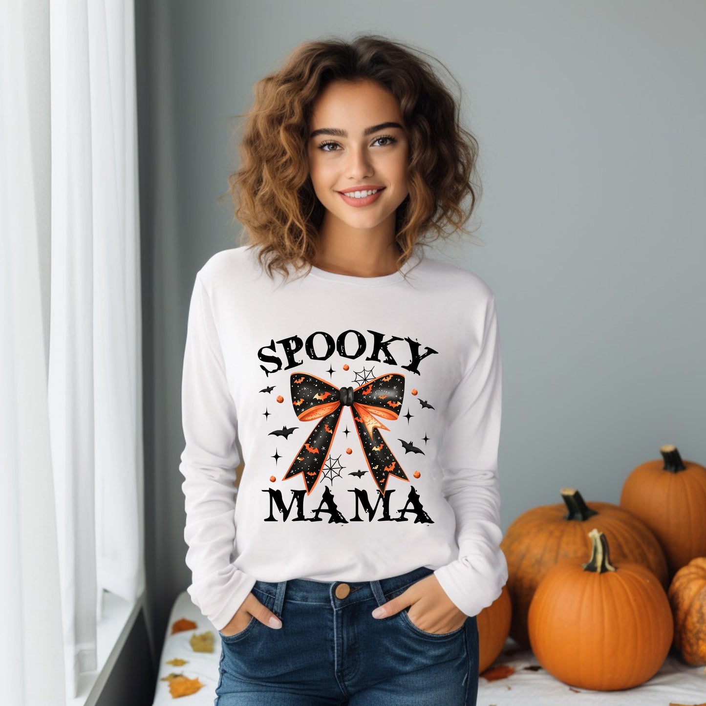 Coquette Spooky Mama | Long Sleeve Crew Neck