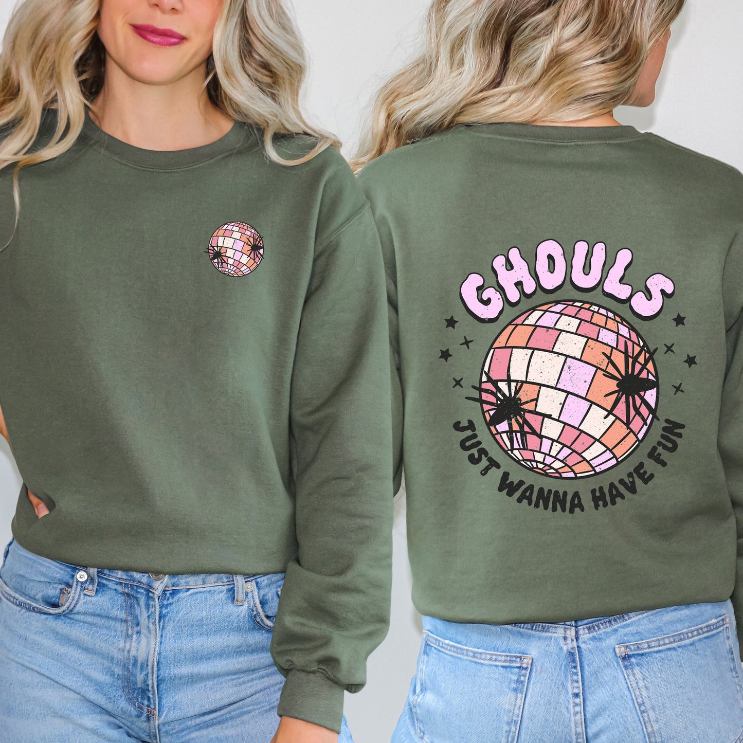 Ghouls Disco Ball | Sweatshirt | Front and Back Design