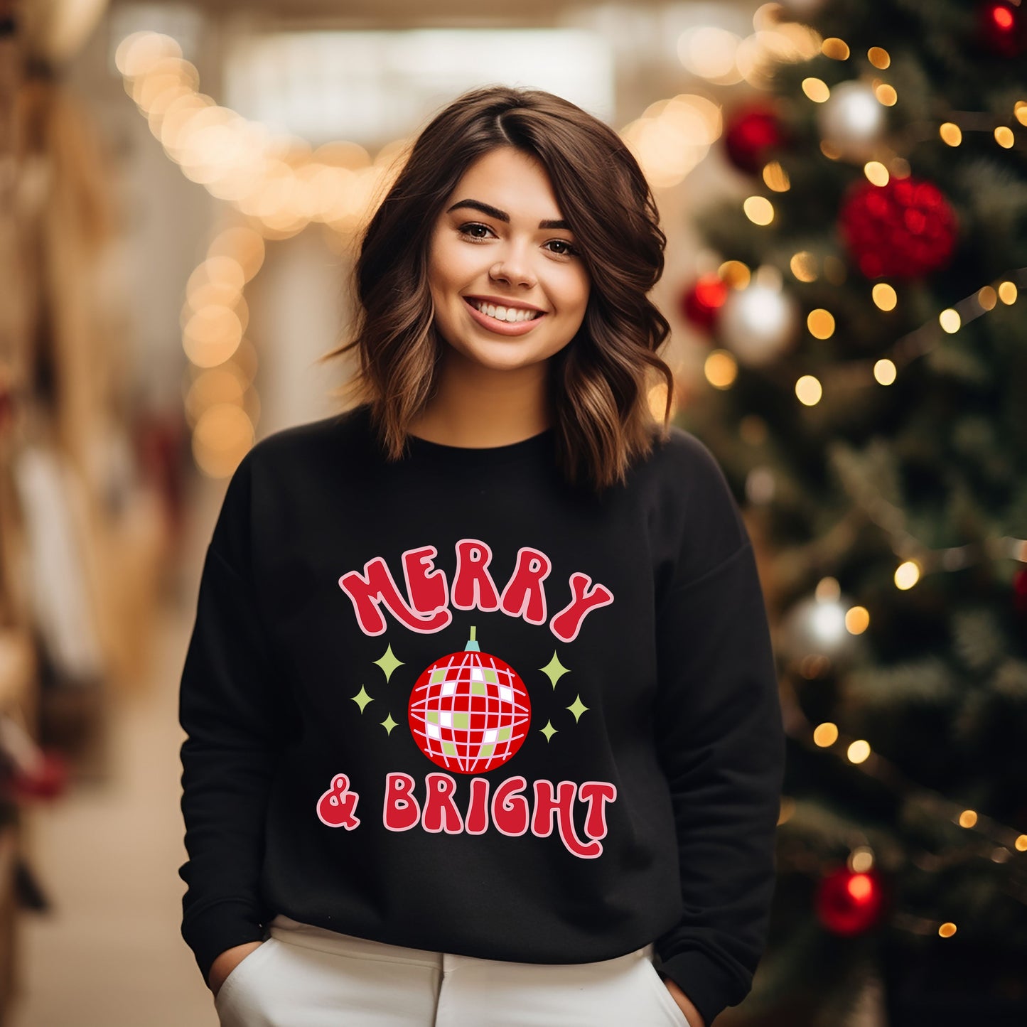 Merry And Bright Disco Ball | Sweatshirt