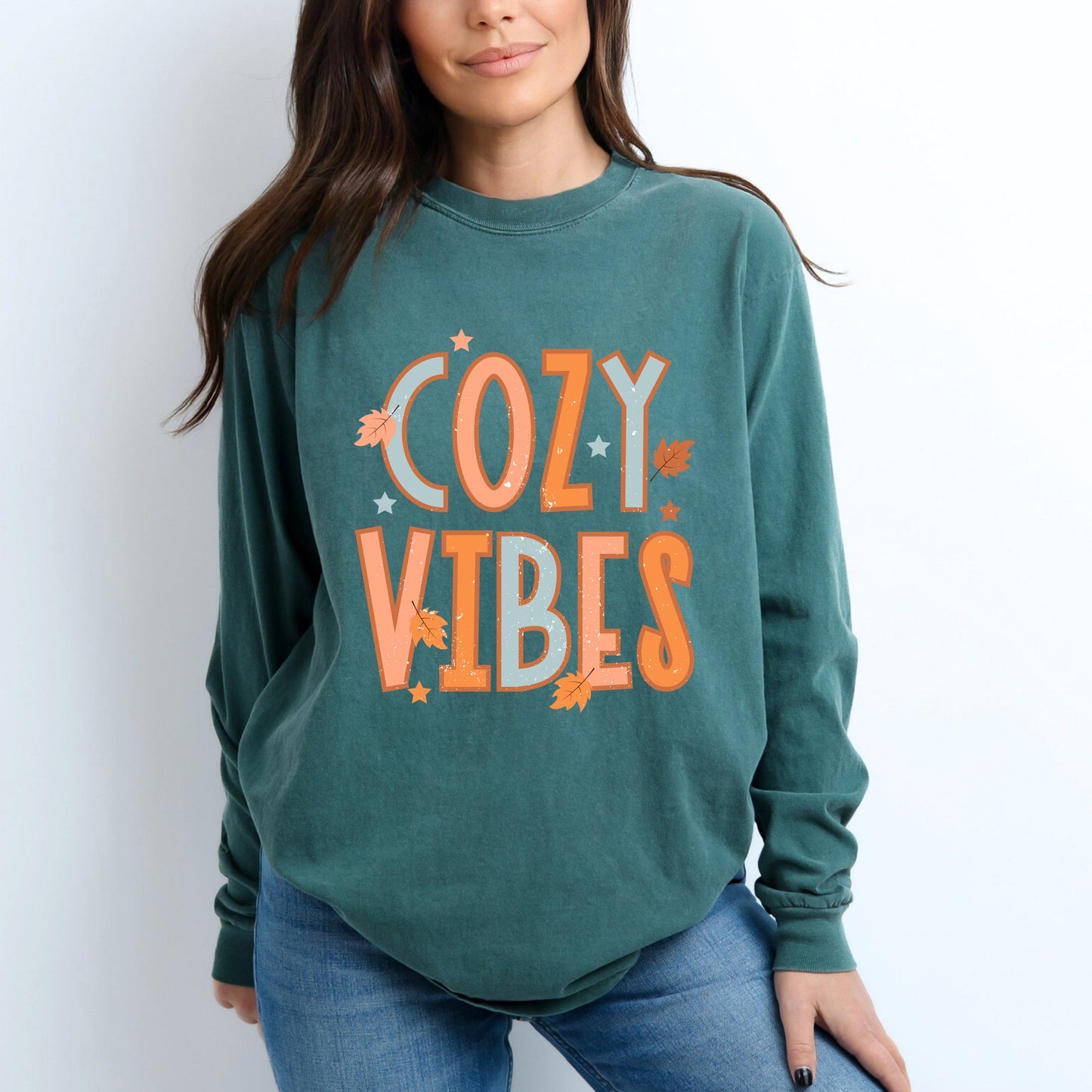 Cozy Vibes Distressed | Garment Dyed Long Sleeve