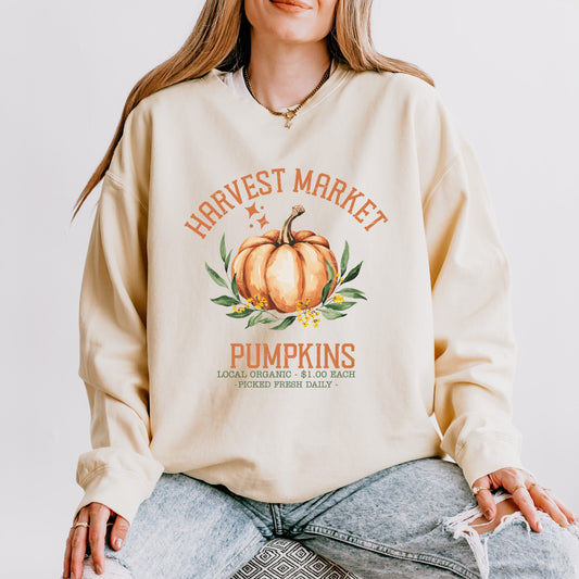 Harvest Market Pumpkin | Lightweight Garment Dyed Sweatshirt