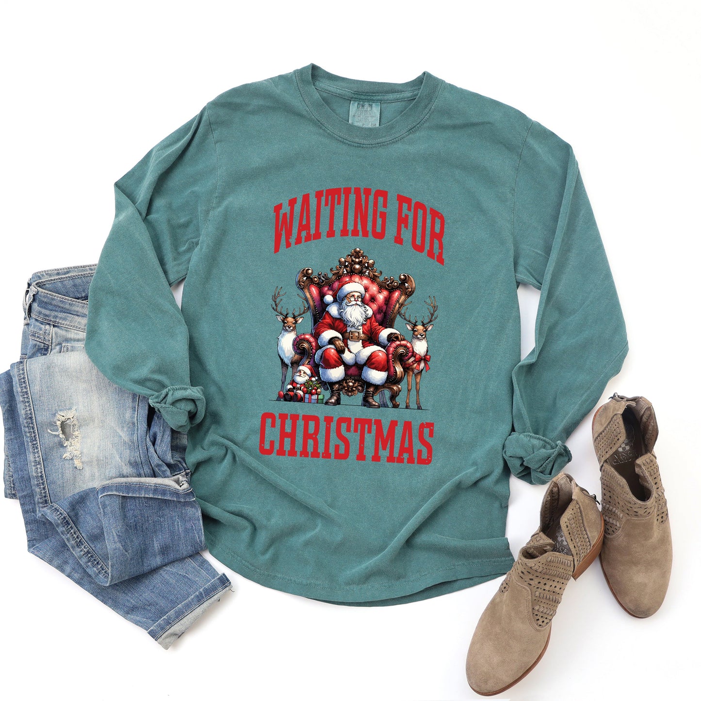 Waiting For Christmas Vintage | Garment Dyed Long Sleeve