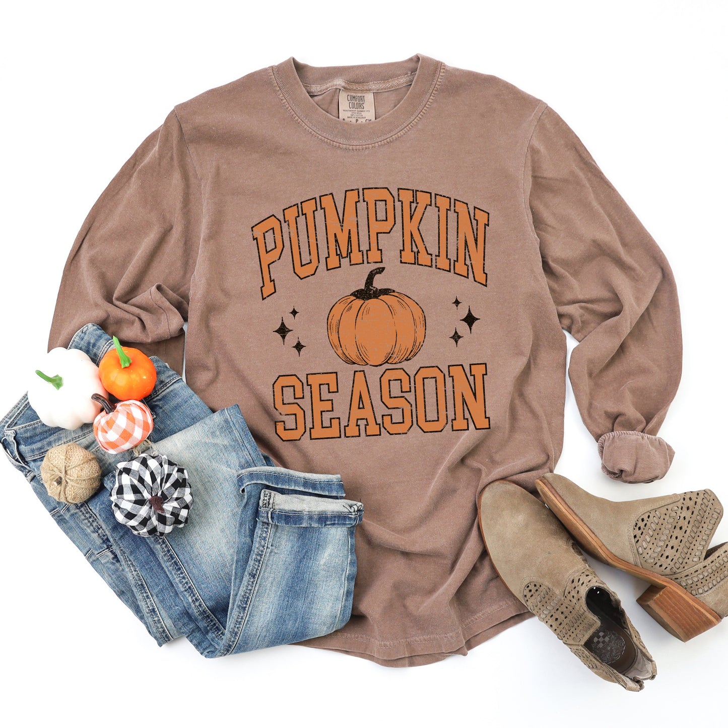 Pumpkin Season Varsity Grunge | Garment Dyed Long Sleeve