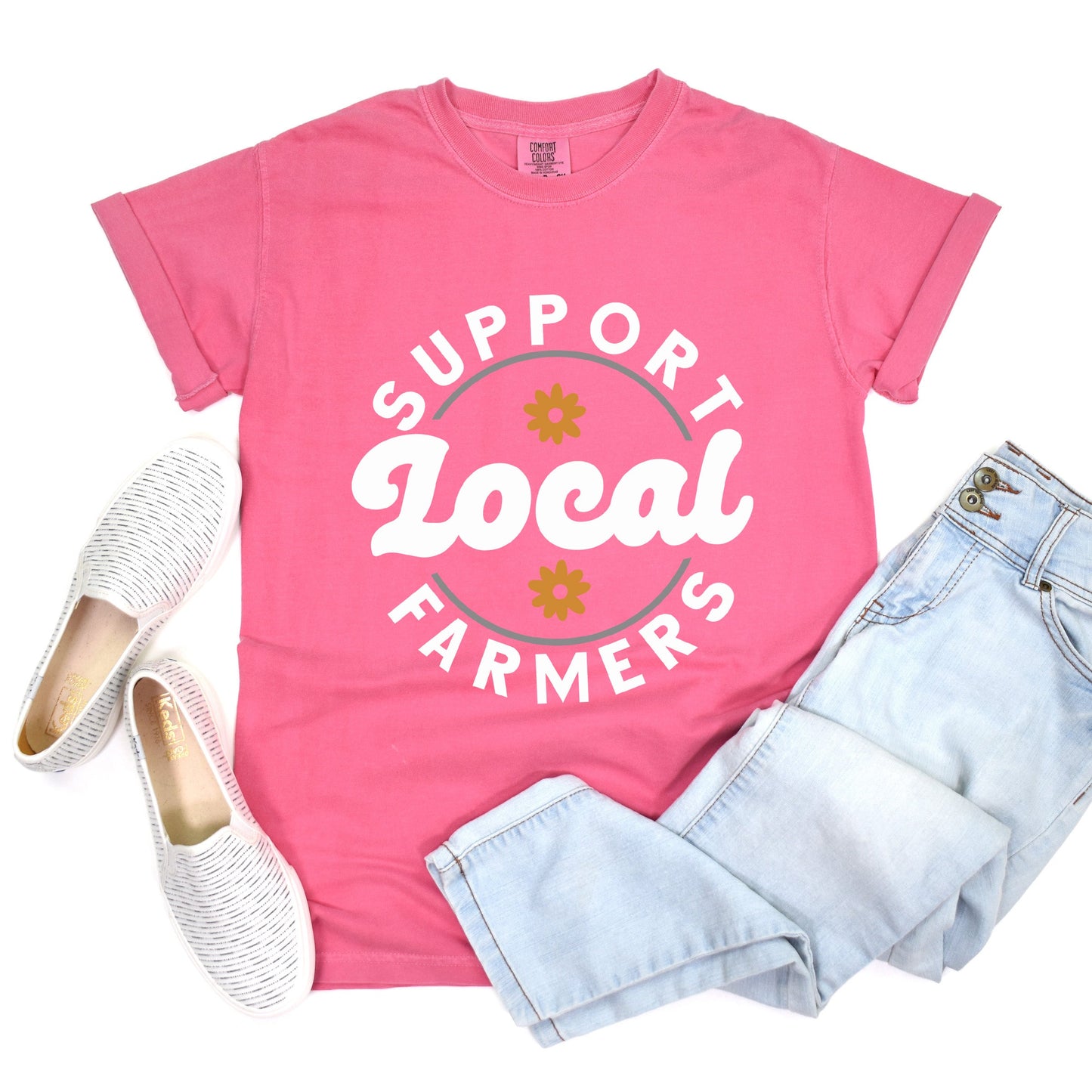 Support Local Farmers Flowers  | Garment Dyed Tee