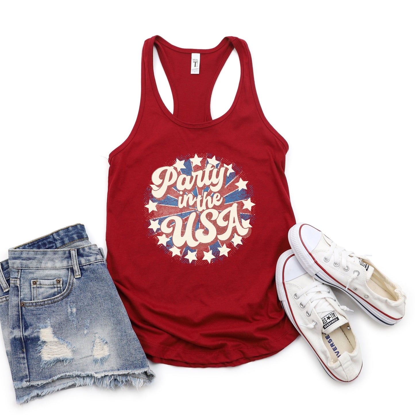 Party In The USA Circle | Racerback Tank