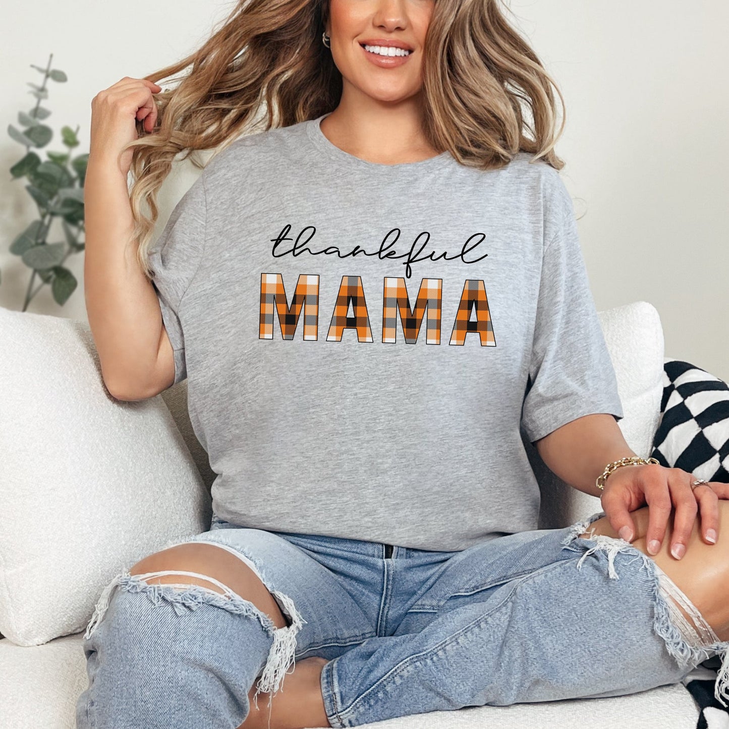 Thankful Mama Plaid | Short Sleeve Graphic Tee