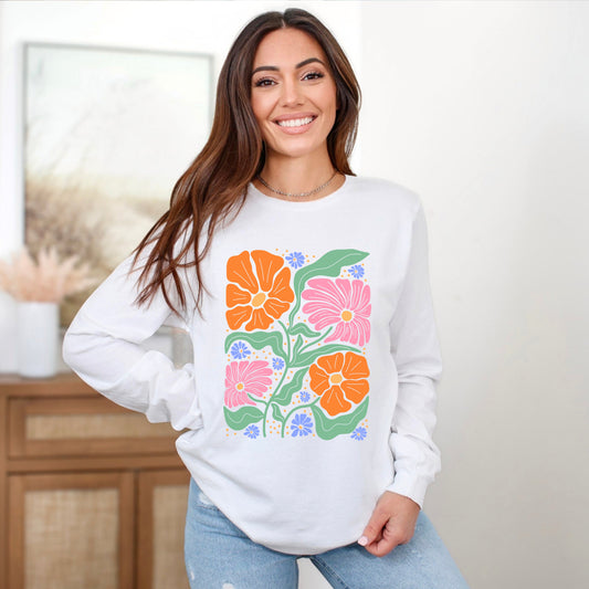 Boho Floral Collage | Long Sleeve Graphic Tee