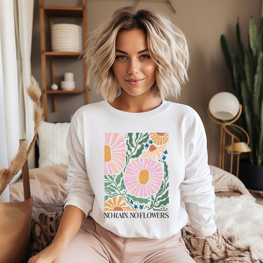 Boho No Rain No Flowers | Long Sleeve Graphic Tee