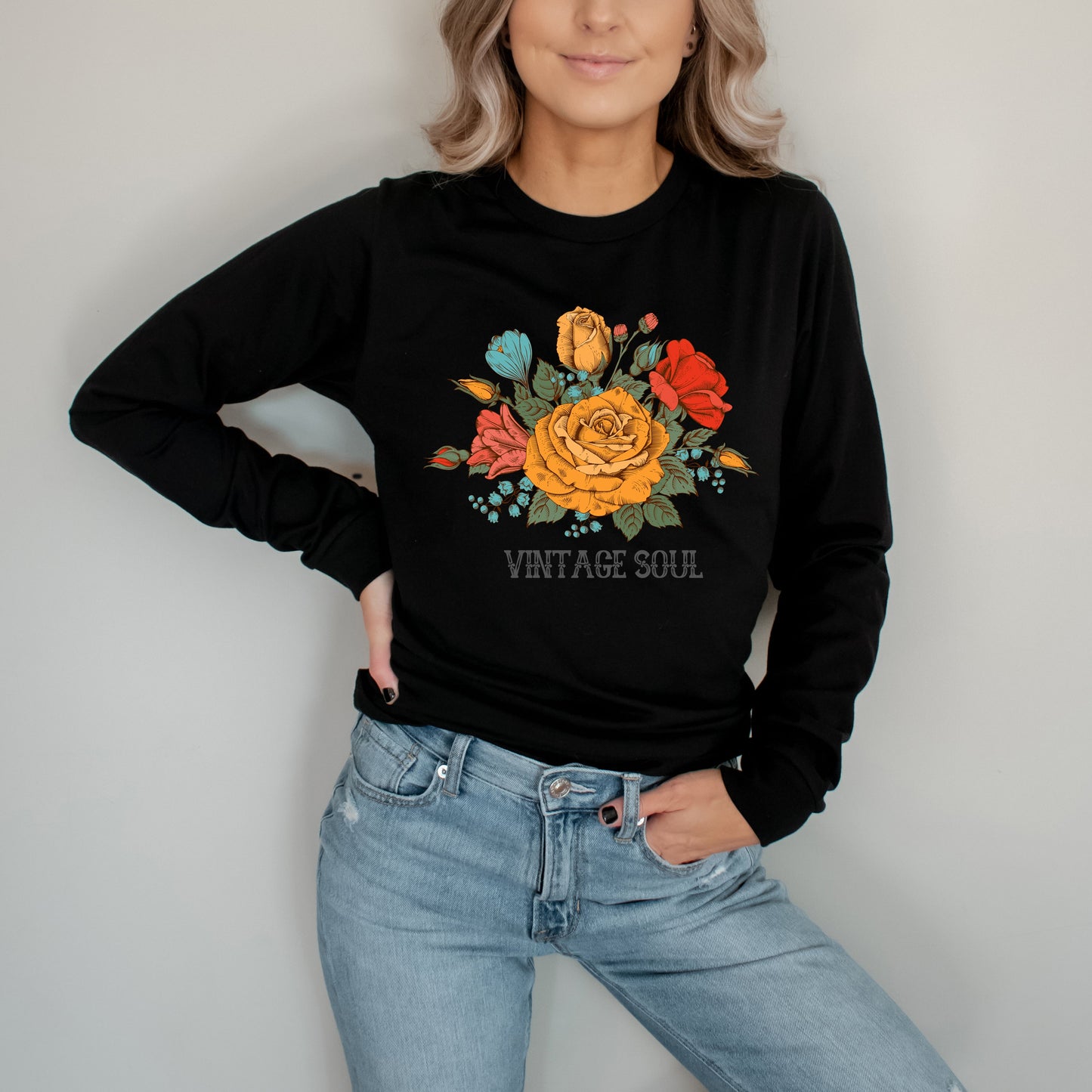 Vintage Soul Flowers | Long Sleeve Graphic Tee