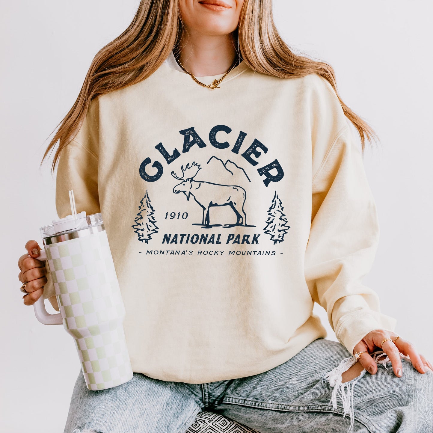 Vintage Glacier National Park | Lightweight Garment Dyed Sweatshirt