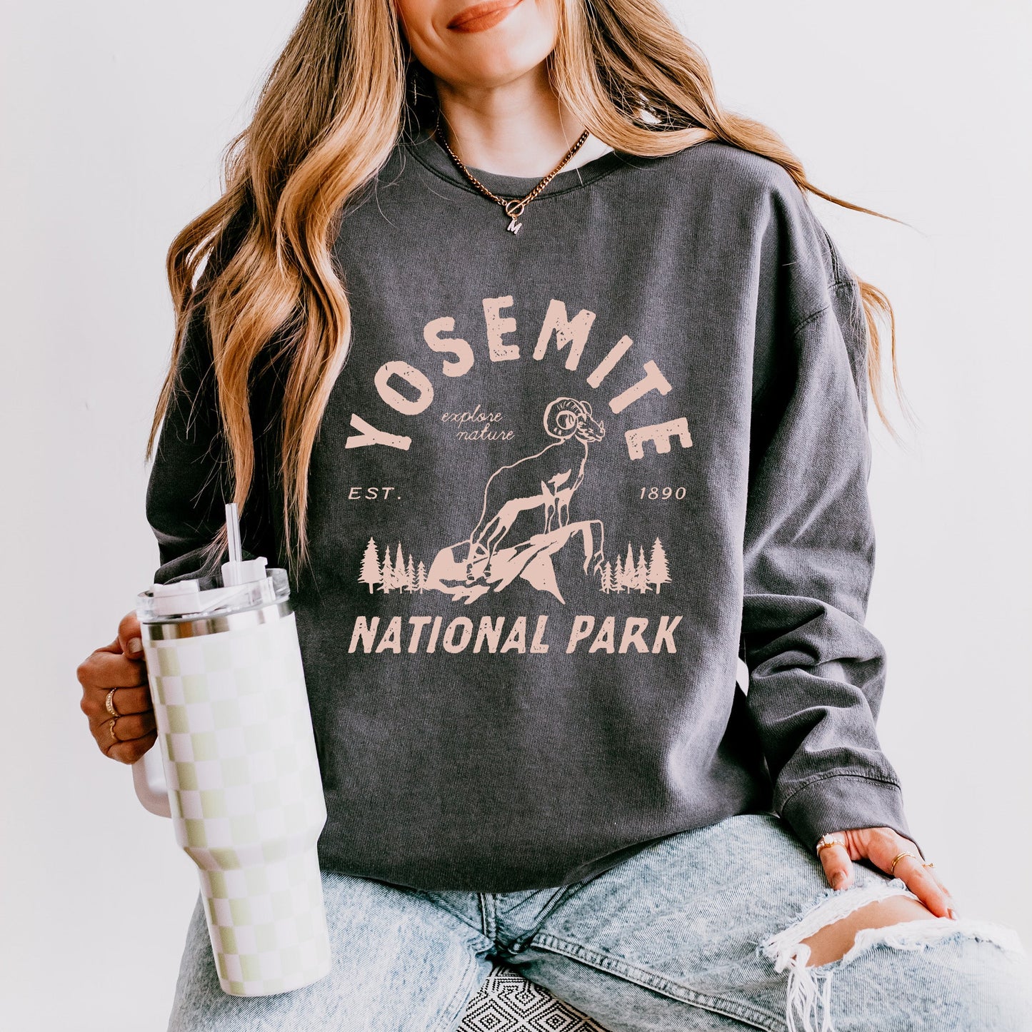 Vintage Yosemite National Park  | Lightweight Garment Dyed Sweatshirt