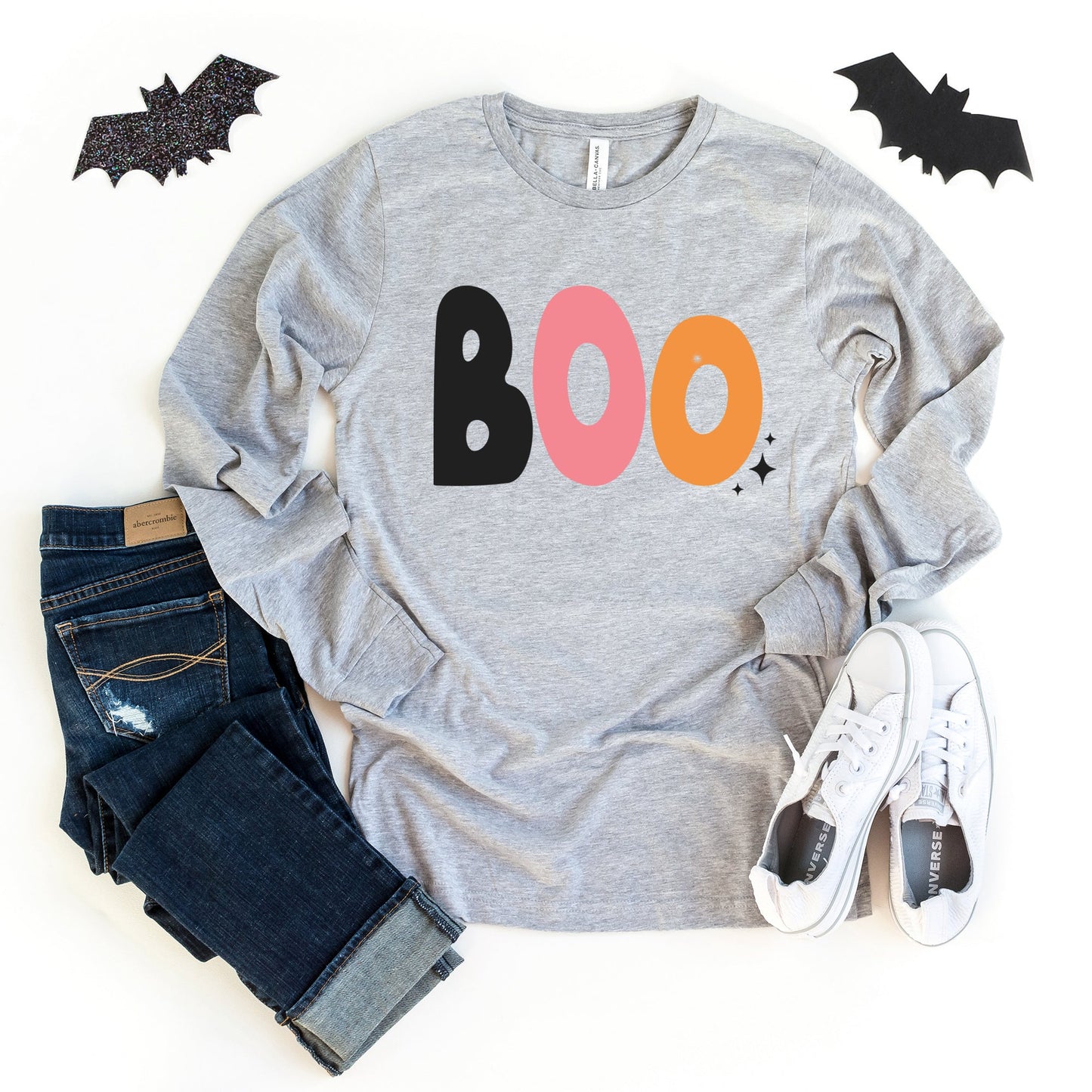 Boo Colorful Stars | Long Sleeve Crew Neck