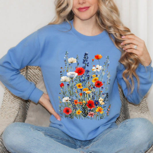 Blue And Red Wildflowers | Sweatshirt