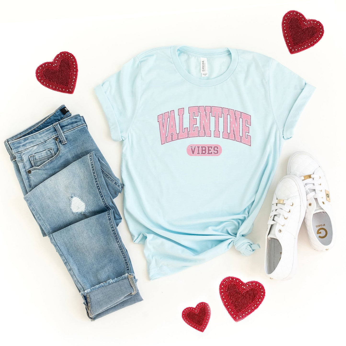 Valentine Vibes Distressed | Short Sleeve Crew Neck