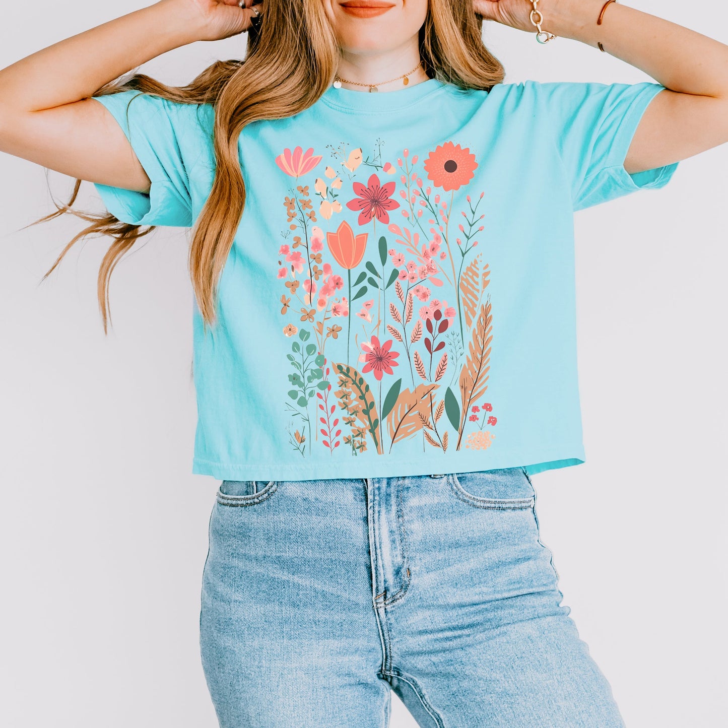 Pastel Wildflowers  | Relaxed Fit Cropped Tee