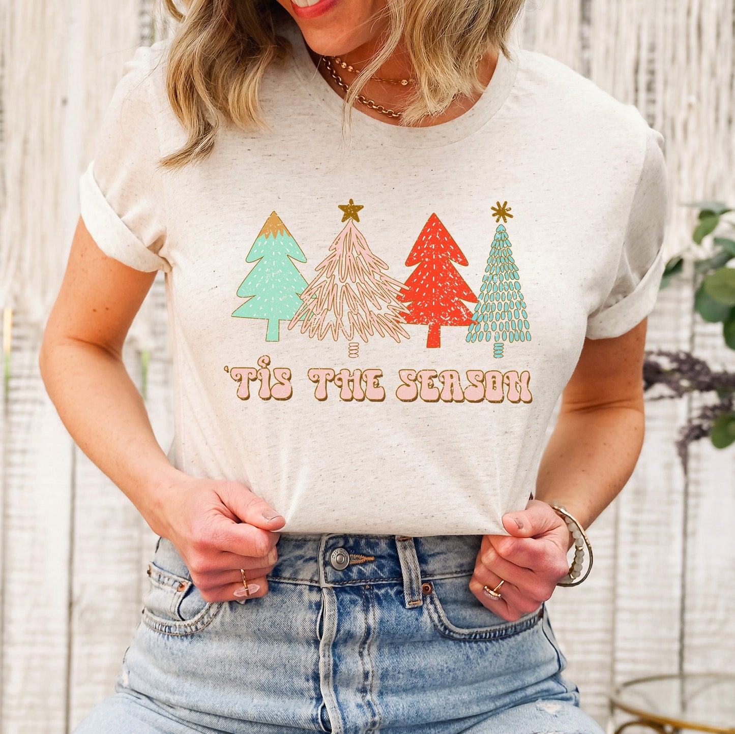 Tis The Season Trees Grunge | Short Sleeve Graphic Tee