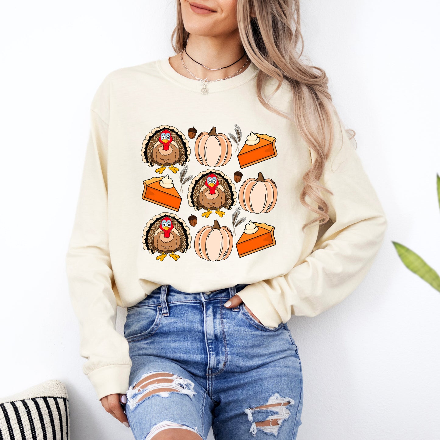 Turkey Pumpkin Pie Grid | Garment Dyed Long Sleeve