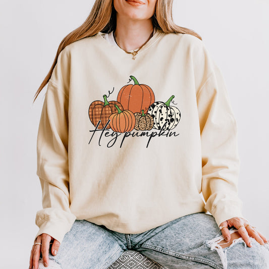 Hey Pumpkin Cursive | Lightweight Garment Dyed Sweatshirt