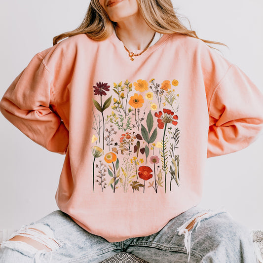 Vintage Pressed Flowers | Lightweight Garment Dyed Sweatshirt