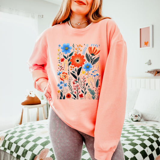 Cottagecore Floral | Lightweight Garment Dyed Sweatshirt