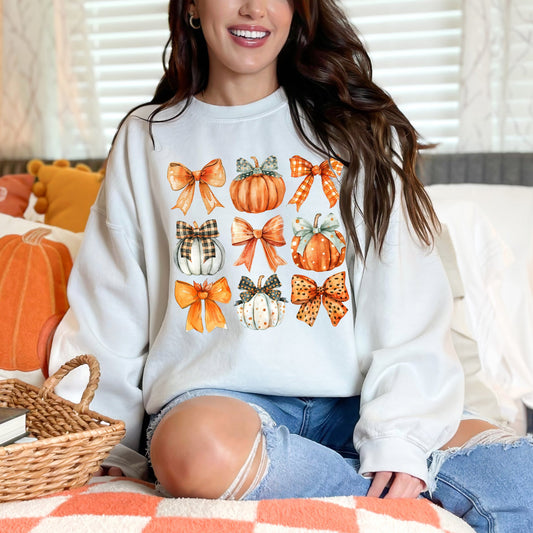 Coquette Fall Pumpkin and Bows | Sweatshirt