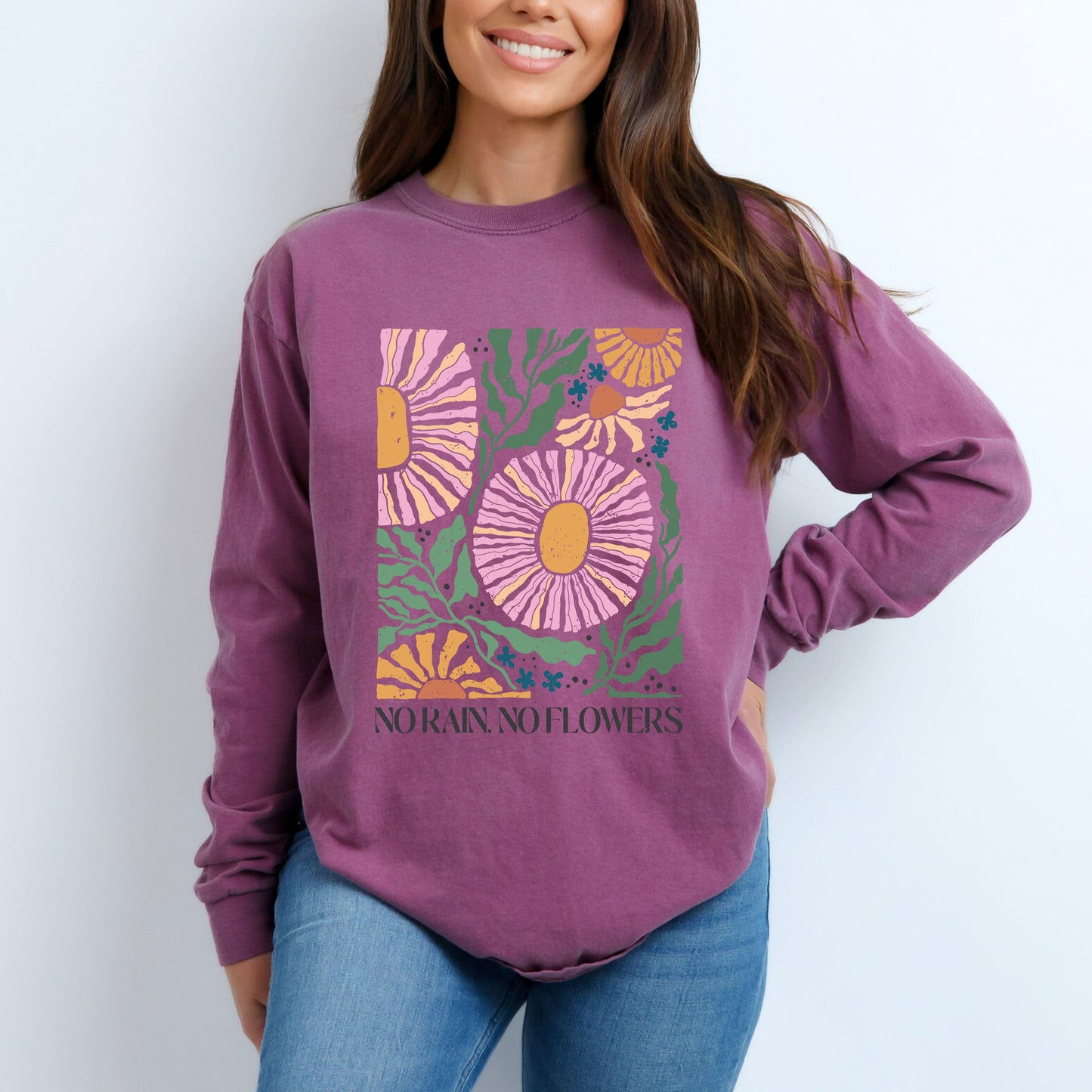 Boho No Rain No Flowers | Garment Dyed Long Sleeve