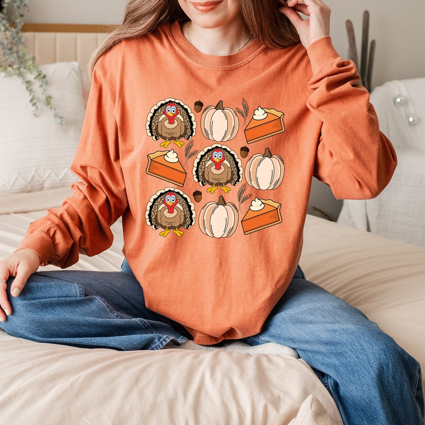 Turkey Pumpkin Pie Grid | Garment Dyed Long Sleeve