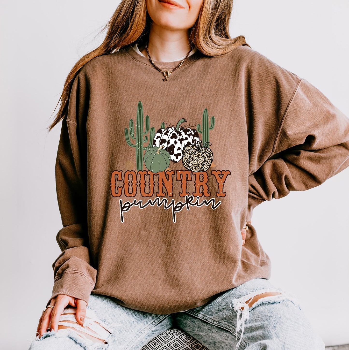 Country Pumpkin Cactus | Lightweight Garment Dyed Sweatshirt