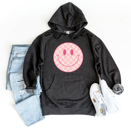 Pink Checker Smiley Face | Hoodie