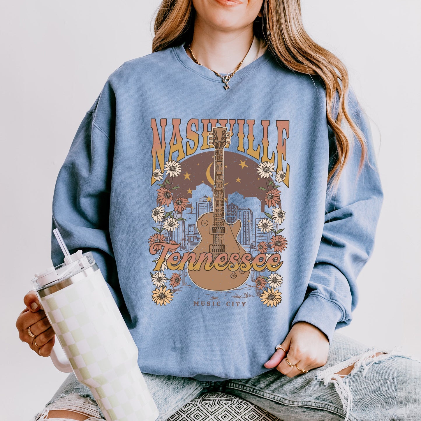 Nashville Tennessee Flowers | Lightweight Garment Dyed Sweatshirt